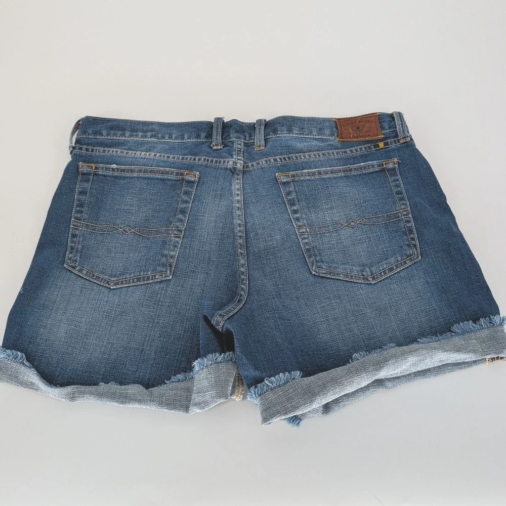 Lucky Brand‎ Abbey Short Women 12/31 Blue Fray Cuff Denim Jean Shorts Boho Y2K